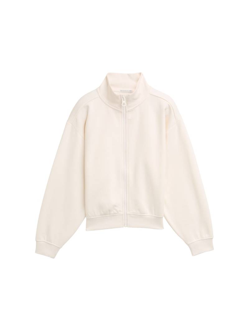 TOM TAILOR Mädchen Oversize Sweatjacke mit Stehkragen, braun, Uni, Gr. 140 von Tom Tailor