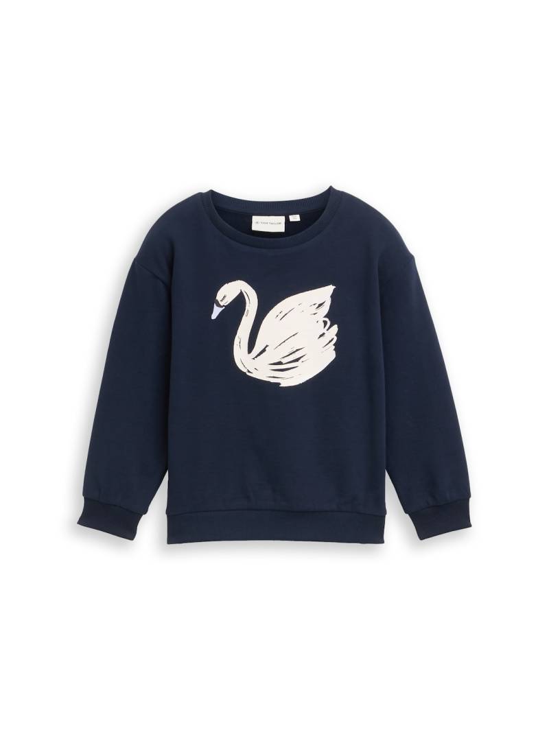 TOM TAILOR Mädchen Oversize Sweatshirt mit Glitzer-Print, blau, Uni, Gr. 104/110 TOM TAILOR Mädchen Oversize Sweatshirt mit Glitzer-Print, blau, Uni, Gr. 104/110 von Tom Tailor