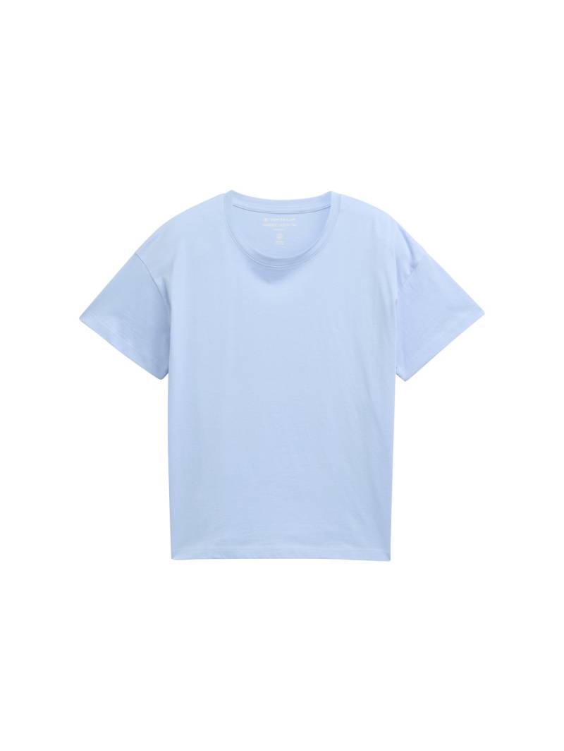 TOM TAILOR Mädchen Oversize T-Shirt mit Print, blau, Uni, Gr. 128 von Tom Tailor