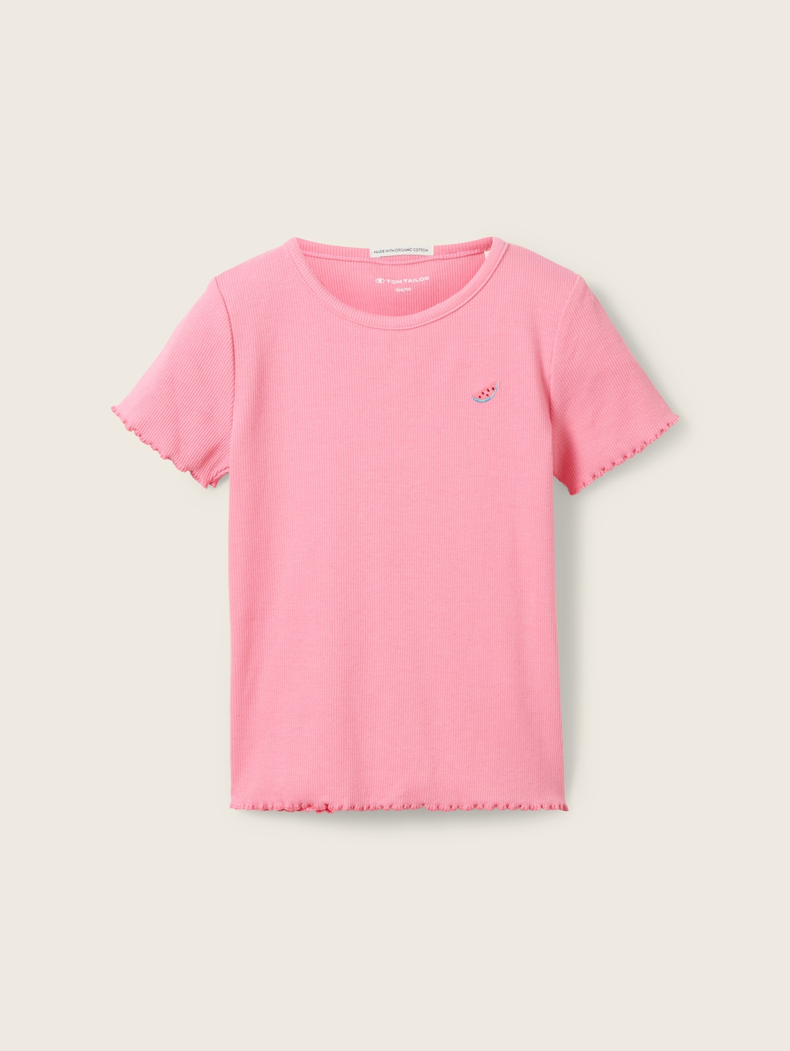 TOM TAILOR Mädchen Rib T-Shirt, rosa, Print, Gr. 104/110 von Tom Tailor