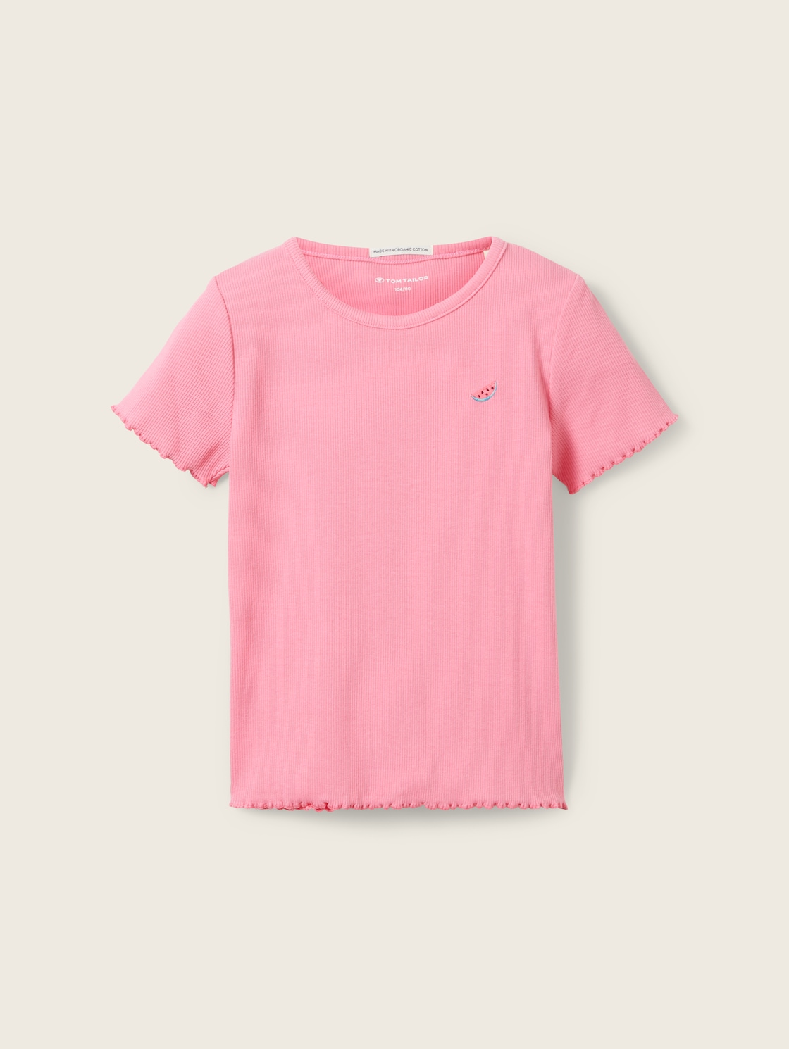 TOM TAILOR Mädchen Rib T-Shirt, rosa, Print, Gr. 116/122 von Tom Tailor