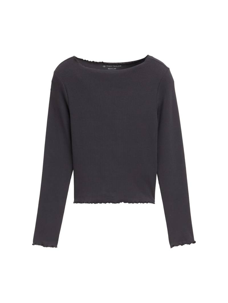 TOM TAILOR Mädchen Ripp Langarmshirt, grau, Uni, Gr. 140 von Tom Tailor
