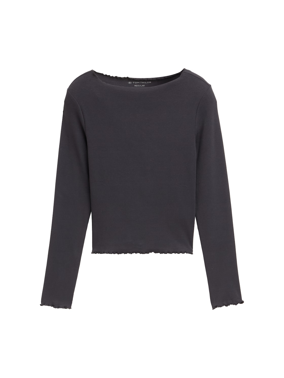 TOM TAILOR Mädchen Ripp Langarmshirt, grau, Uni, Gr. 164 von Tom Tailor
