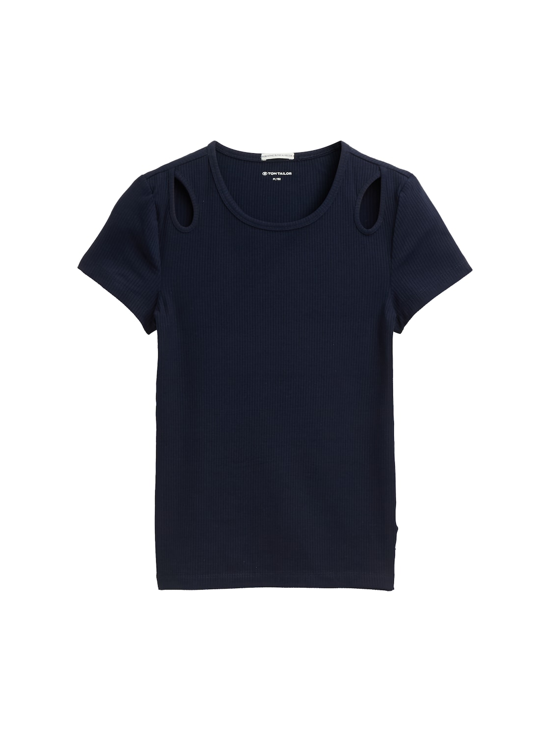 TOM TAILOR Mädchen Ripp T-Shirt mit Cut-Outs, blau, Uni, Gr. 176 von Tom Tailor