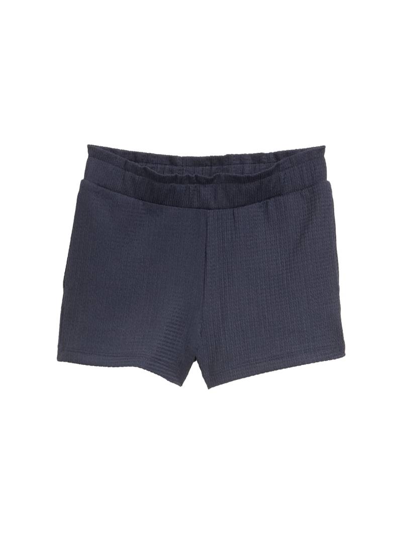 TOM TAILOR Mädchen Shorts mit Struktur, blau, Uni, Gr. 116/122 von Tom Tailor
