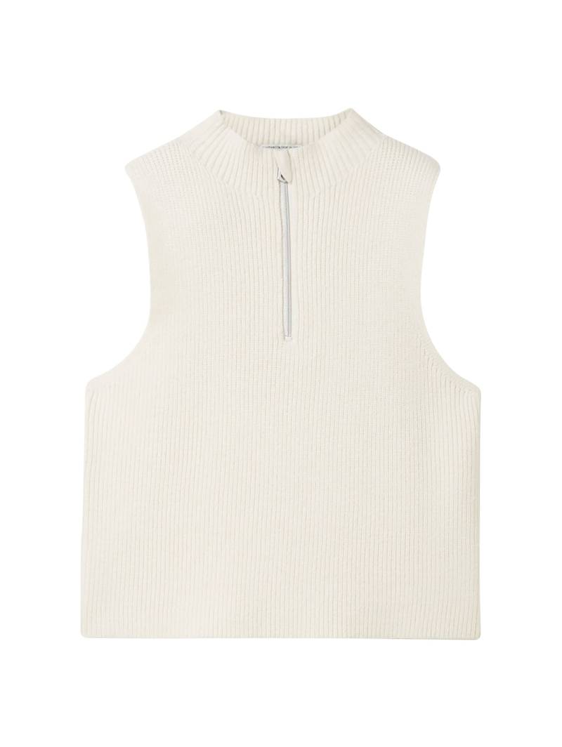 TOM TAILOR Mädchen Strick Weste mit LENZING™ ECOVERO™, weiß, Uni, Gr. 116/122 von Tom Tailor