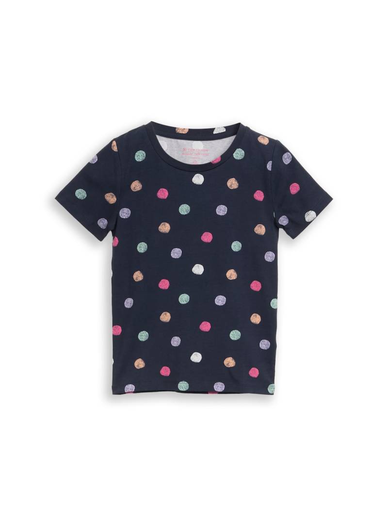 TOM TAILOR Mädchen T-Shirt mit Allover-Print, blau, Gepunktet, Gr. 128/134 von Tom Tailor
