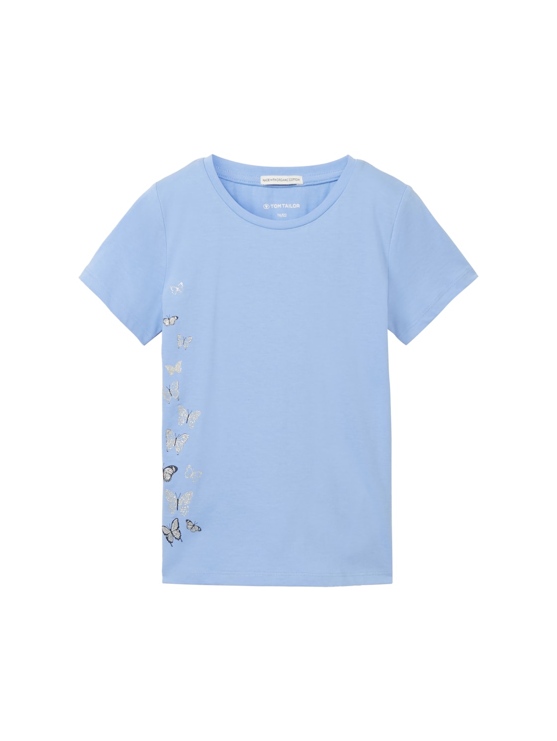 TOM TAILOR Mädchen T-Shirt mit Bio-Baumwolle, blau, Motivprint, Gr. 92/98 von Tom Tailor