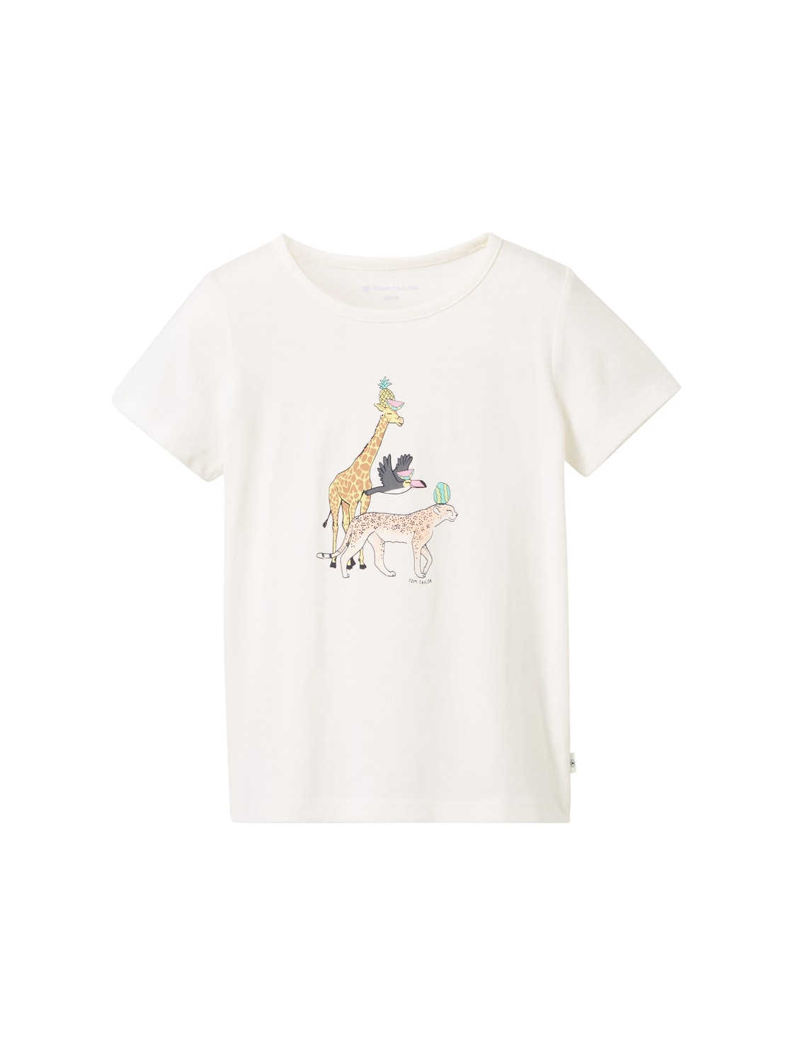 TOM TAILOR Mädchen T-Shirt mit Giraffenprint, weiß, Print, Gr. 116/122 von Tom Tailor