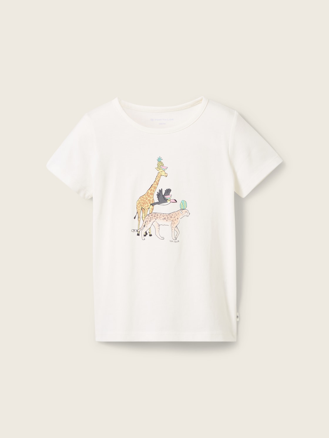 TOM TAILOR Mädchen T-Shirt mit Giraffenprint, weiß, Print, Gr. 92/98 von Tom Tailor