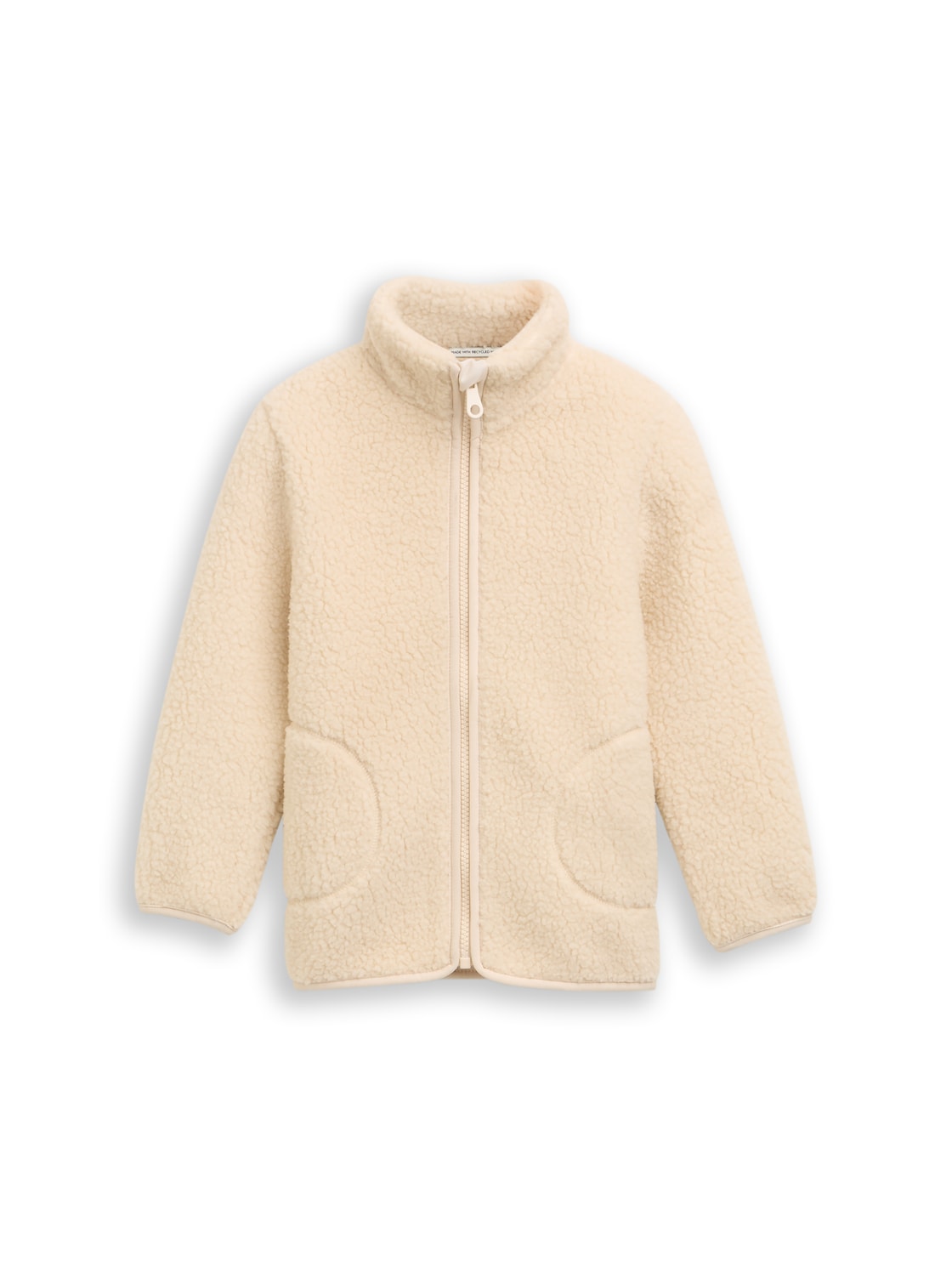 TOM TAILOR Mädchen Teddy Sweatjacke mit Fleece, beige, Uni, Gr. 116/122 von Tom Tailor