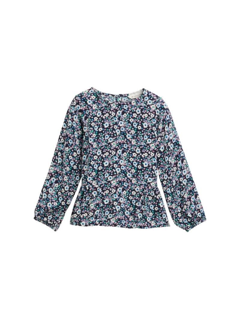TOM TAILOR Mädchen Volant-Bluse mit Allover-Print, blau, Geblümt, Gr. 92/98 von Tom Tailor