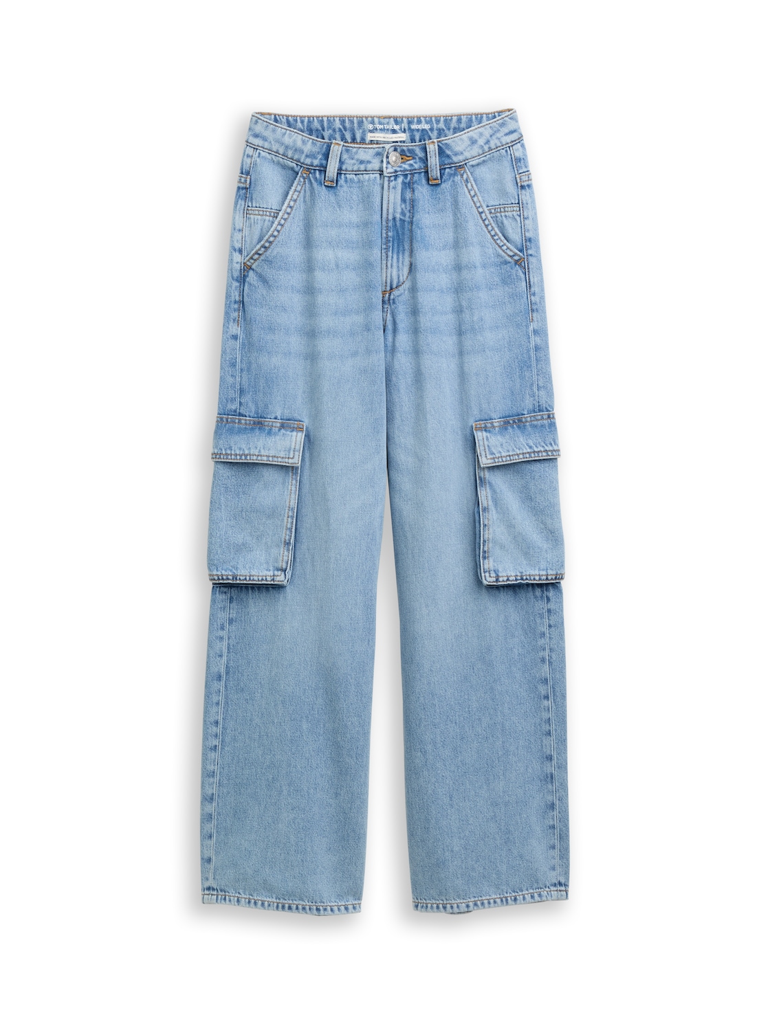TOM TAILOR Mädchen Wide Leg Cargo Jeans, blau, Uni, Gr. 158 von Tom Tailor