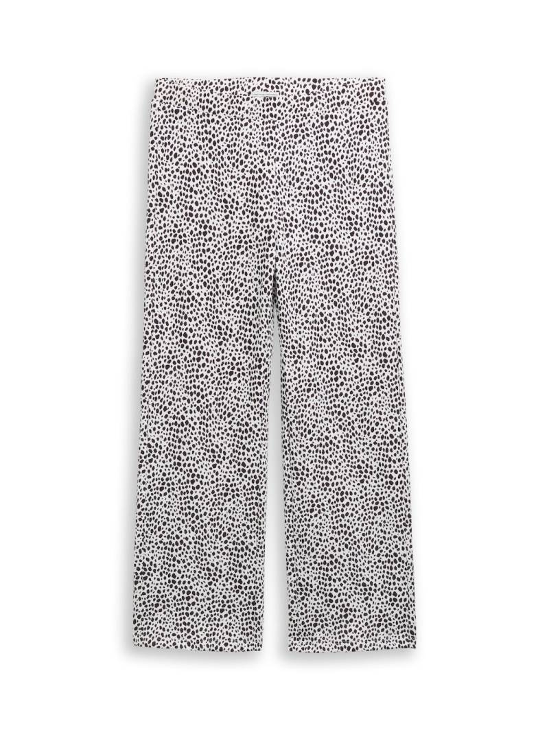 TOM TAILOR Mädchen Wide Leg Hose mit Muster, grau, Animalprint, Gr. 140 von Tom Tailor