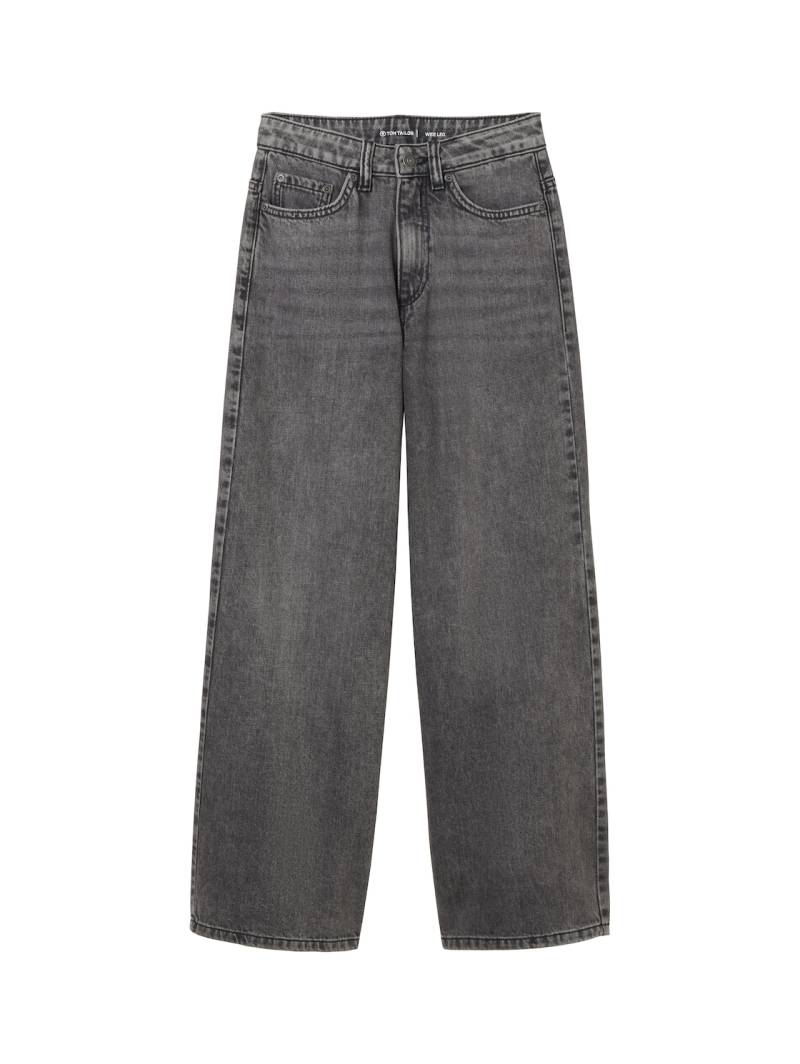 TOM TAILOR Mädchen Wide Leg Jeans, grau, Uni, Gr. 140 von Tom Tailor