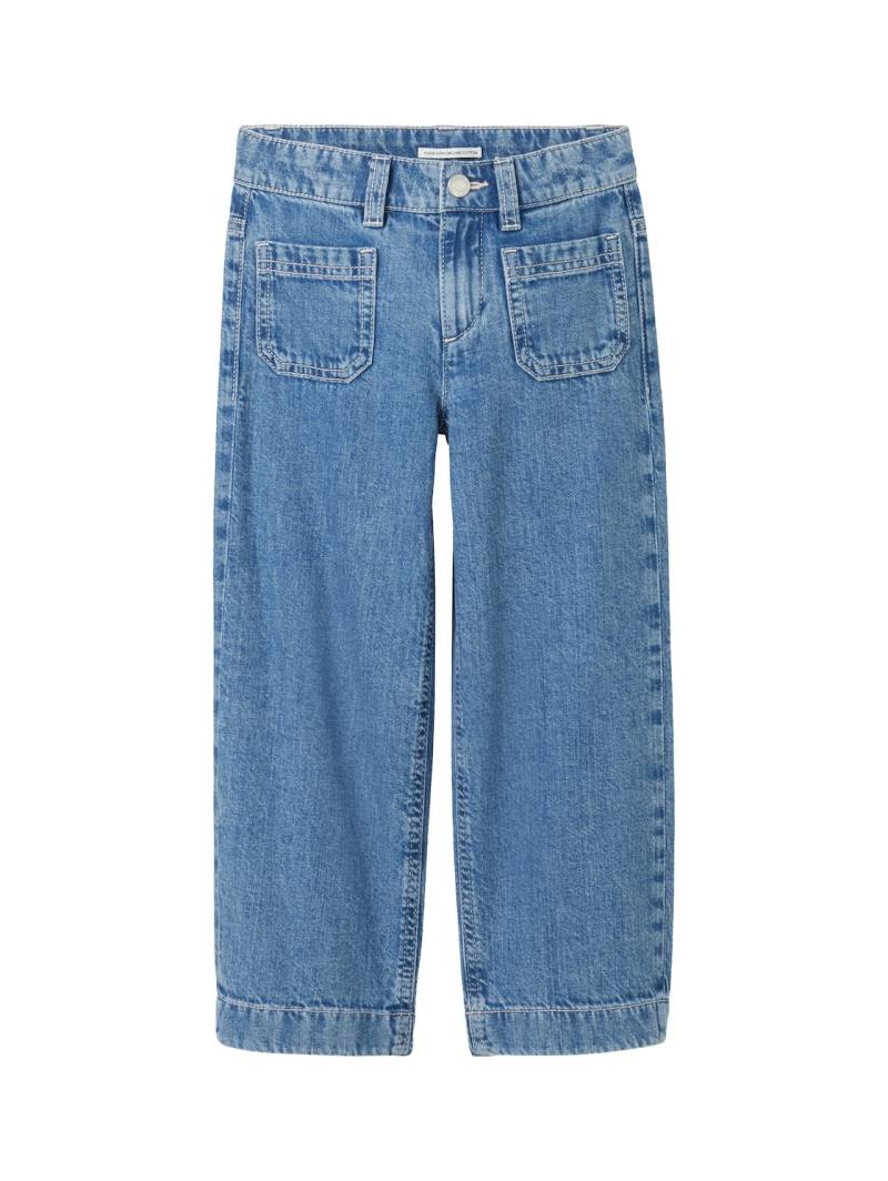 TOM TAILOR Mädchen Wide Leg Jeans mit Bio-Baumwolle, blau, Uni, Gr. 116 von Tom Tailor