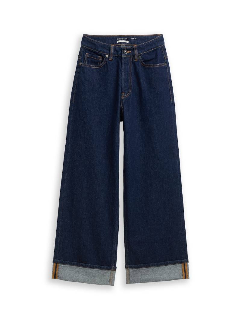 TOM TAILOR Mädchen Wide Leg Jeans mit Turn-Up und Stretch, blau, Uni, Gr. 146 von Tom Tailor