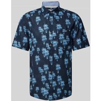 Tom Tailor Regular Fit Freizeithemd mit Allover-Muster in Marine, Größe M von Tom Tailor