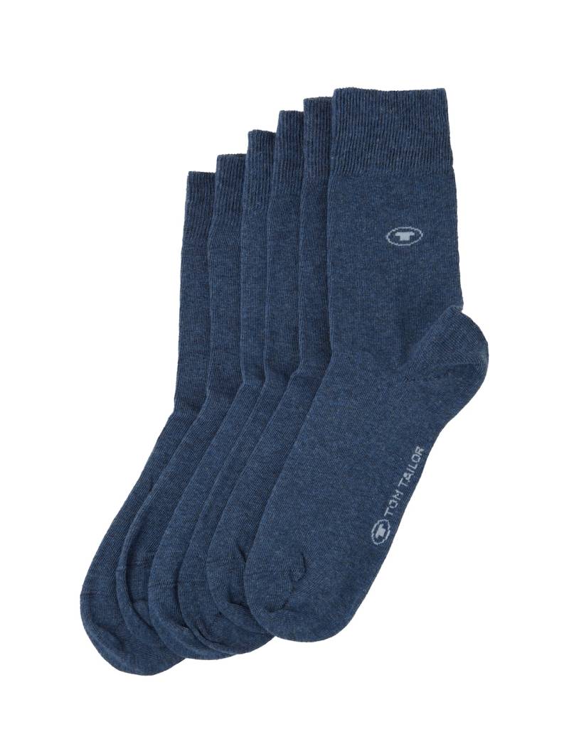 TOM TAILOR Damen Socken im 6er-Pack, blau, Uni, Gr. 35-38 von Tom Tailor