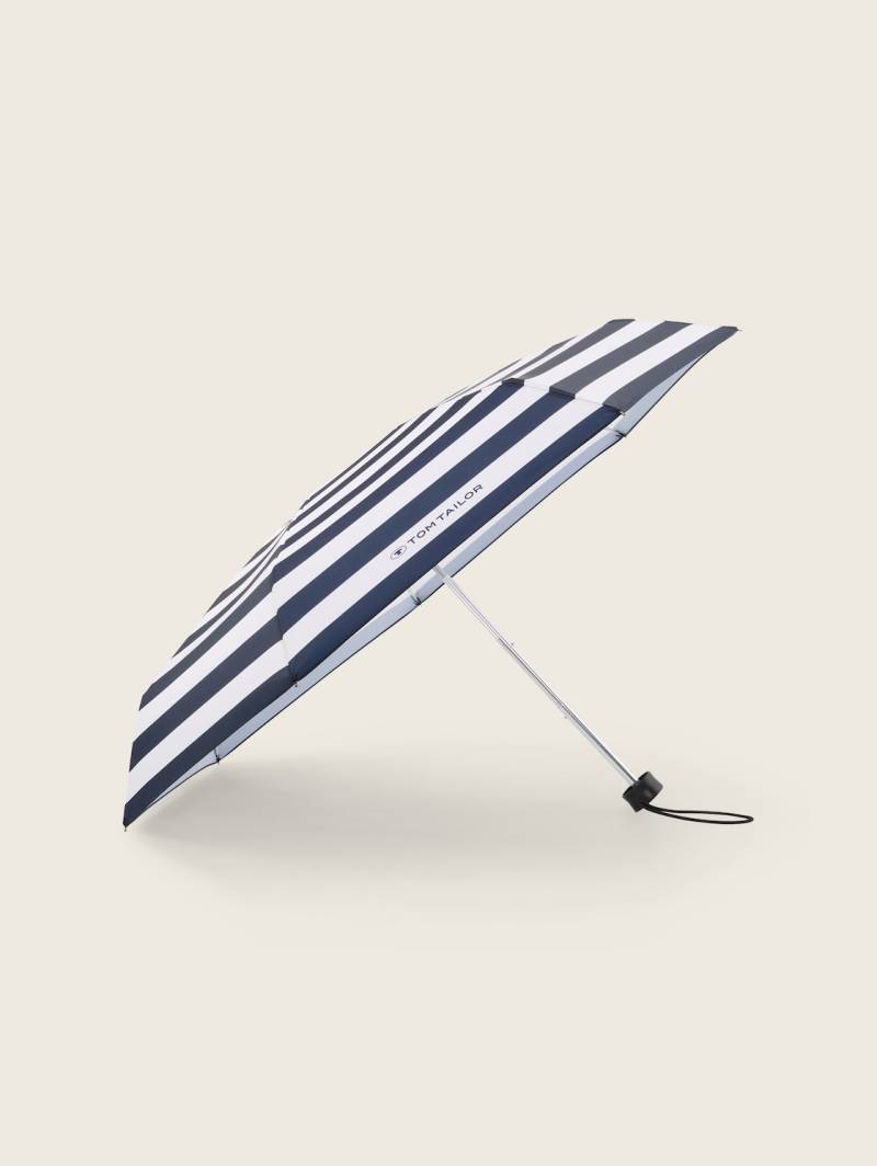 TOM TAILOR Unisex Gestreifter Regenschirm im Mini-Format, blau, Gr. ONESIZE von Tom Tailor