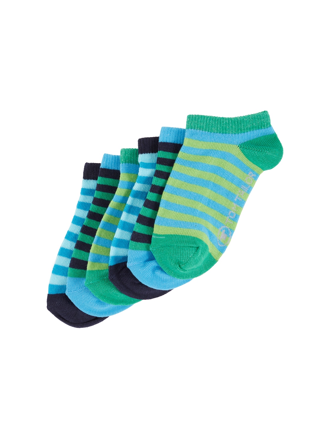 TOM TAILOR Unisex Sneaker Socken im 6er-Set, grün, Streifenmuster, Gr. 35-38 von Tom Tailor