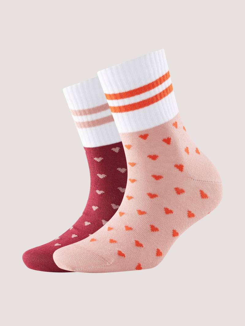 TOM TAILOR Unisex Sportsocken in modernen Farben mit Streifen, rot, Logo Print, Gr. 31-34 von Tom Tailor