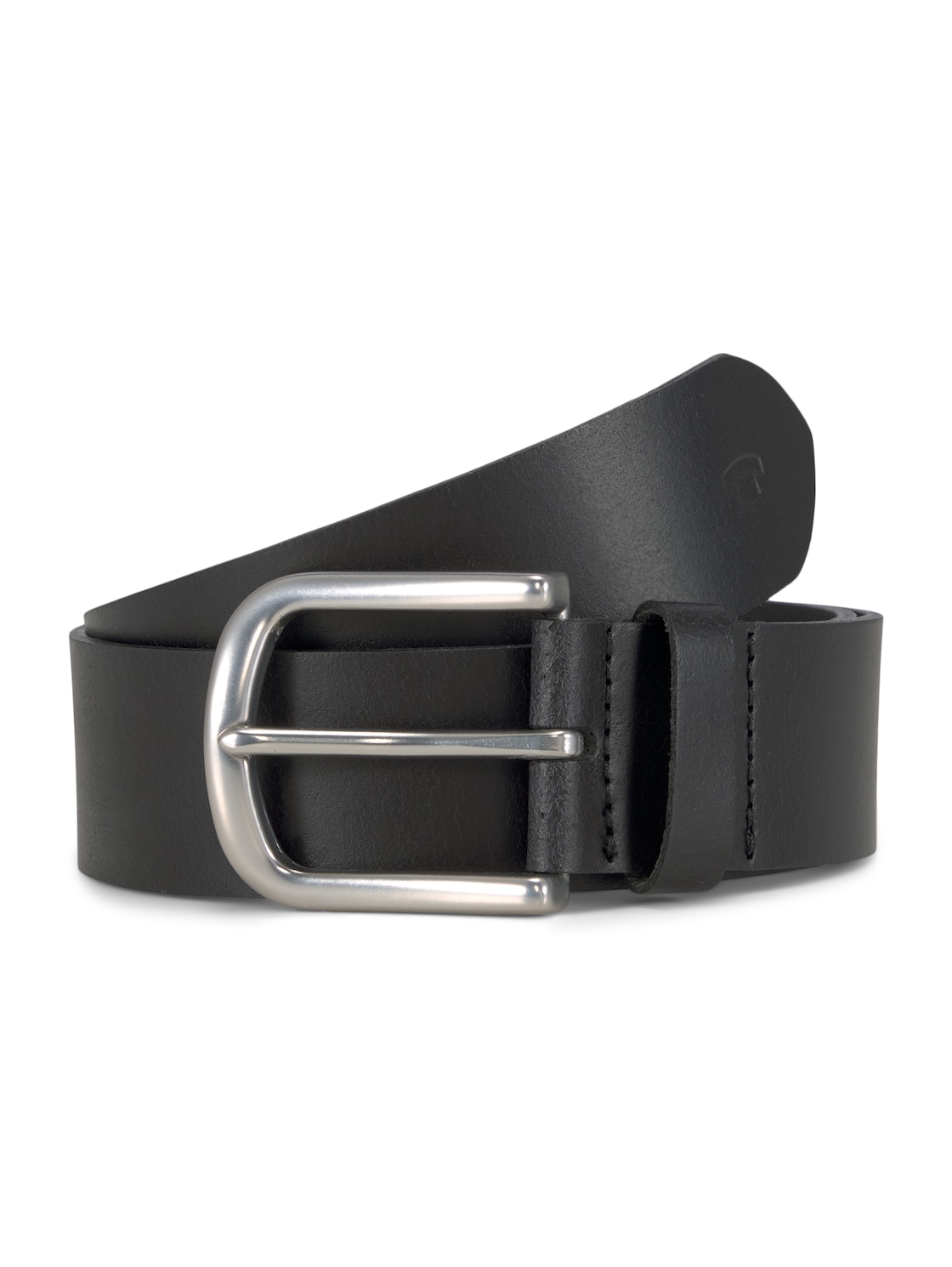 TOM TAILOR Unisex TTMARIO Ledergürtel mit abgerundeter Dornschließe, schwarz, Logo Print, Gr. 75 von Tom Tailor