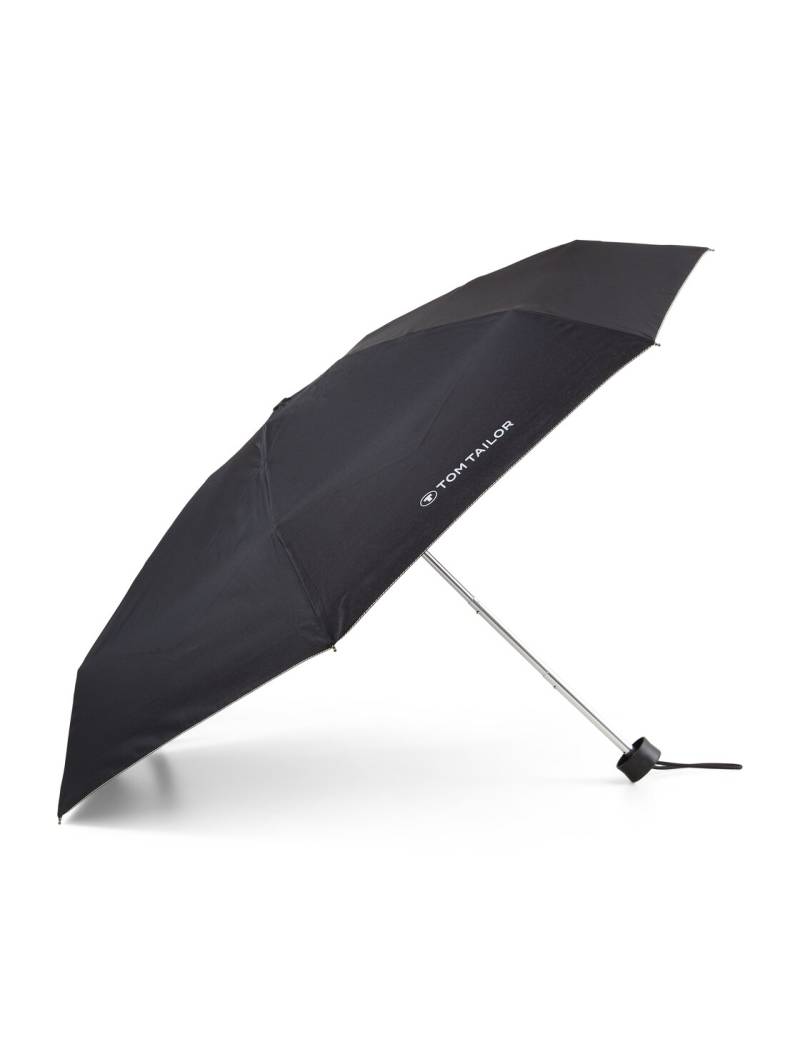 TOM TAILOR Unisex Ultramini Regenschirm, schwarz, Logo Print, Gr. ONESIZE von Tom Tailor