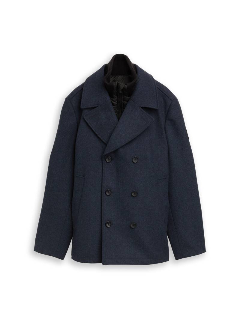 Tom Tailor - 2-in-1 Wolljacke mit abnehmbarer Innenjacke blue small herringbone - Gr. - XL von Tom Tailor