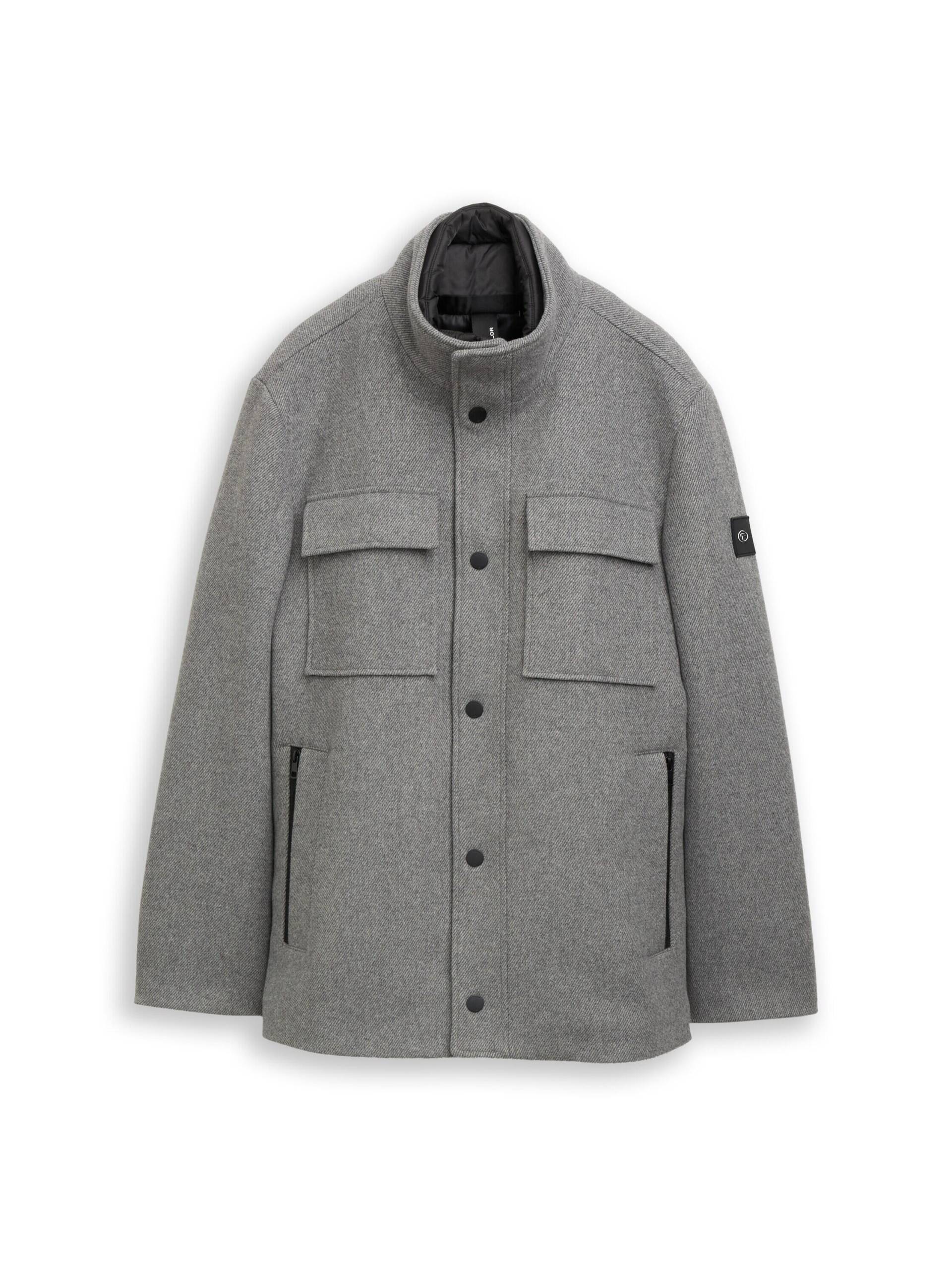 Tom Tailor - 2-in-1 Wolljacke mit abnehmbarer Innenjacke light stone grey wool twill - Gr. - XXL von Tom Tailor