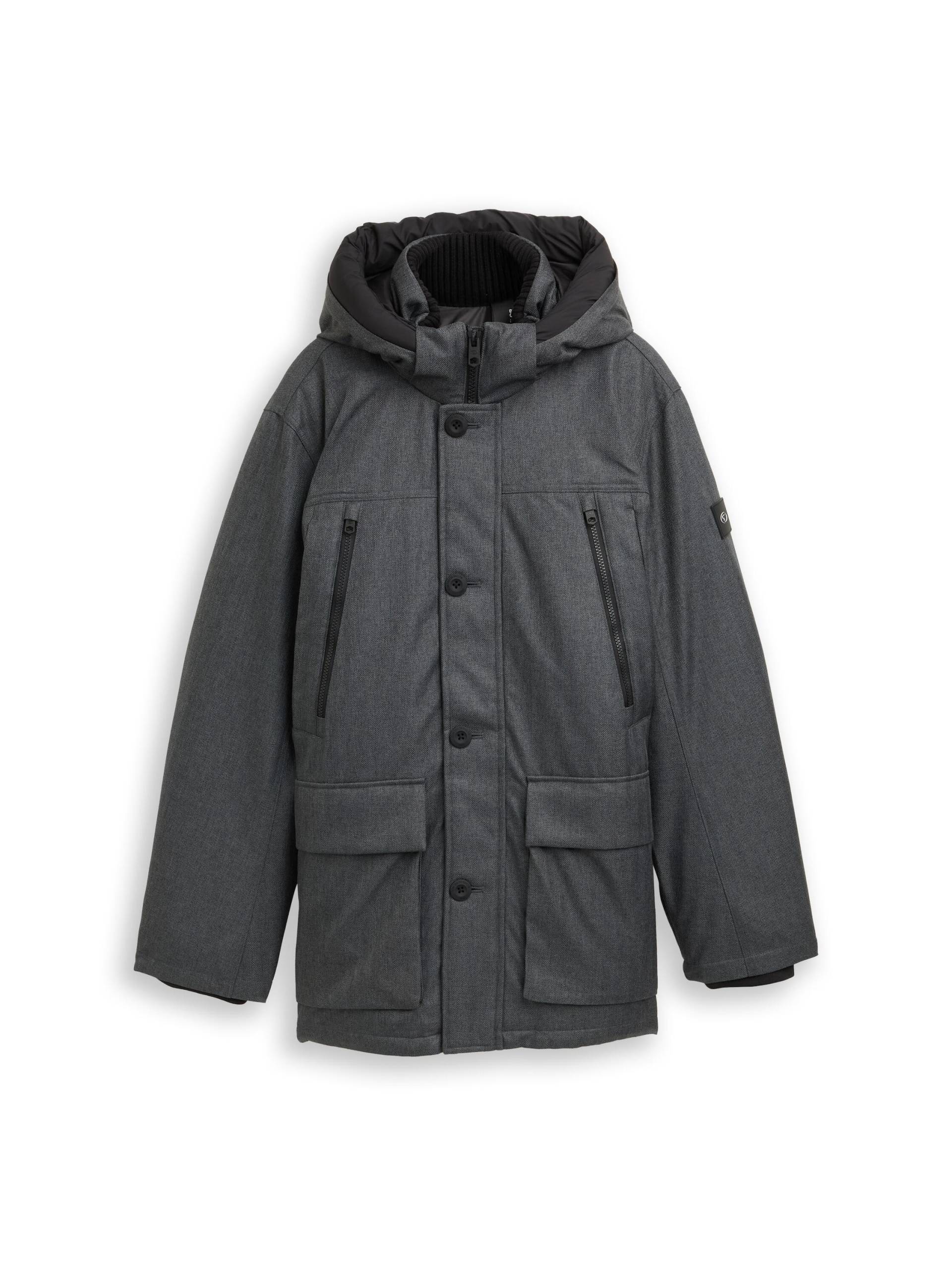 Tom Tailor - Arctic Parka mit abnehmbarer Kapuze anthracite melange herringbone - Gr. - XXXL von Tom Tailor