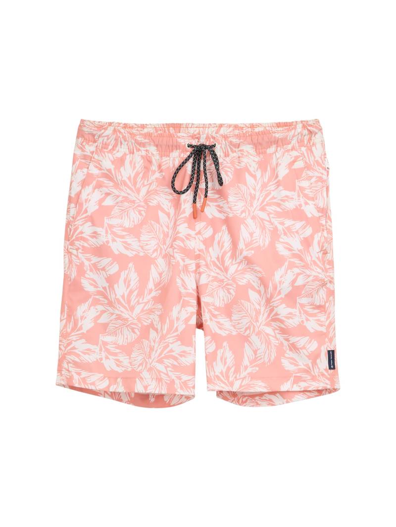 Tom Tailor - Badeshorts mit Print coral white leaf design - Gr. - M von Tom Tailor