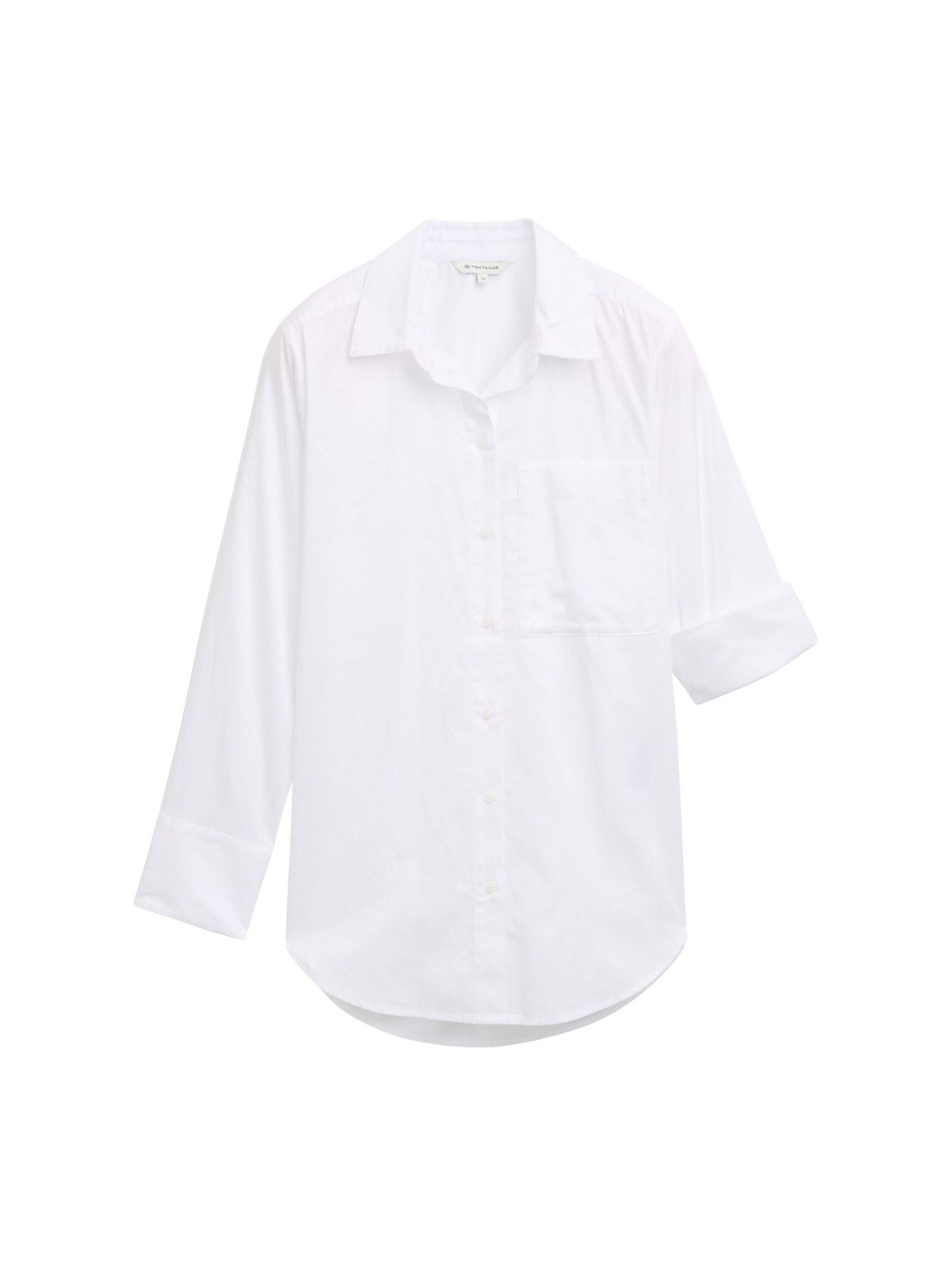 Tom Tailor - Basic Hemdbluse aus Baumwolle white - Gr. - 40 von Tom Tailor