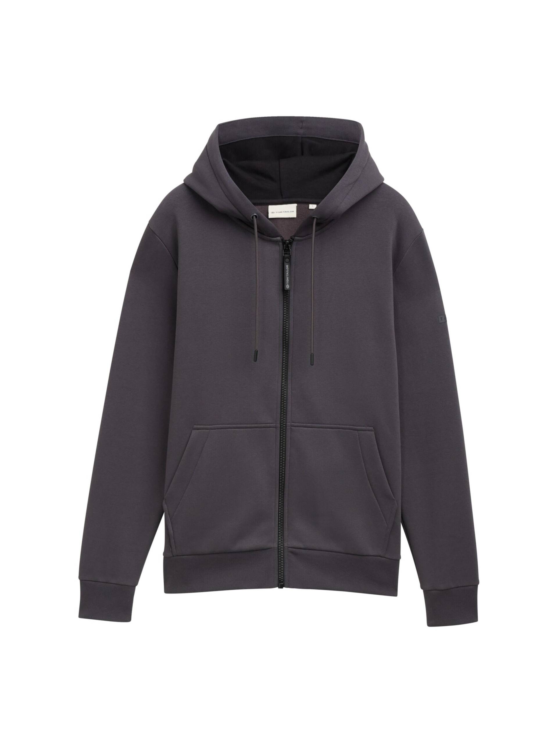 Tom Tailor - Basic Hoodie Sweatjacke tarmac grey - Gr. - L von Tom Tailor