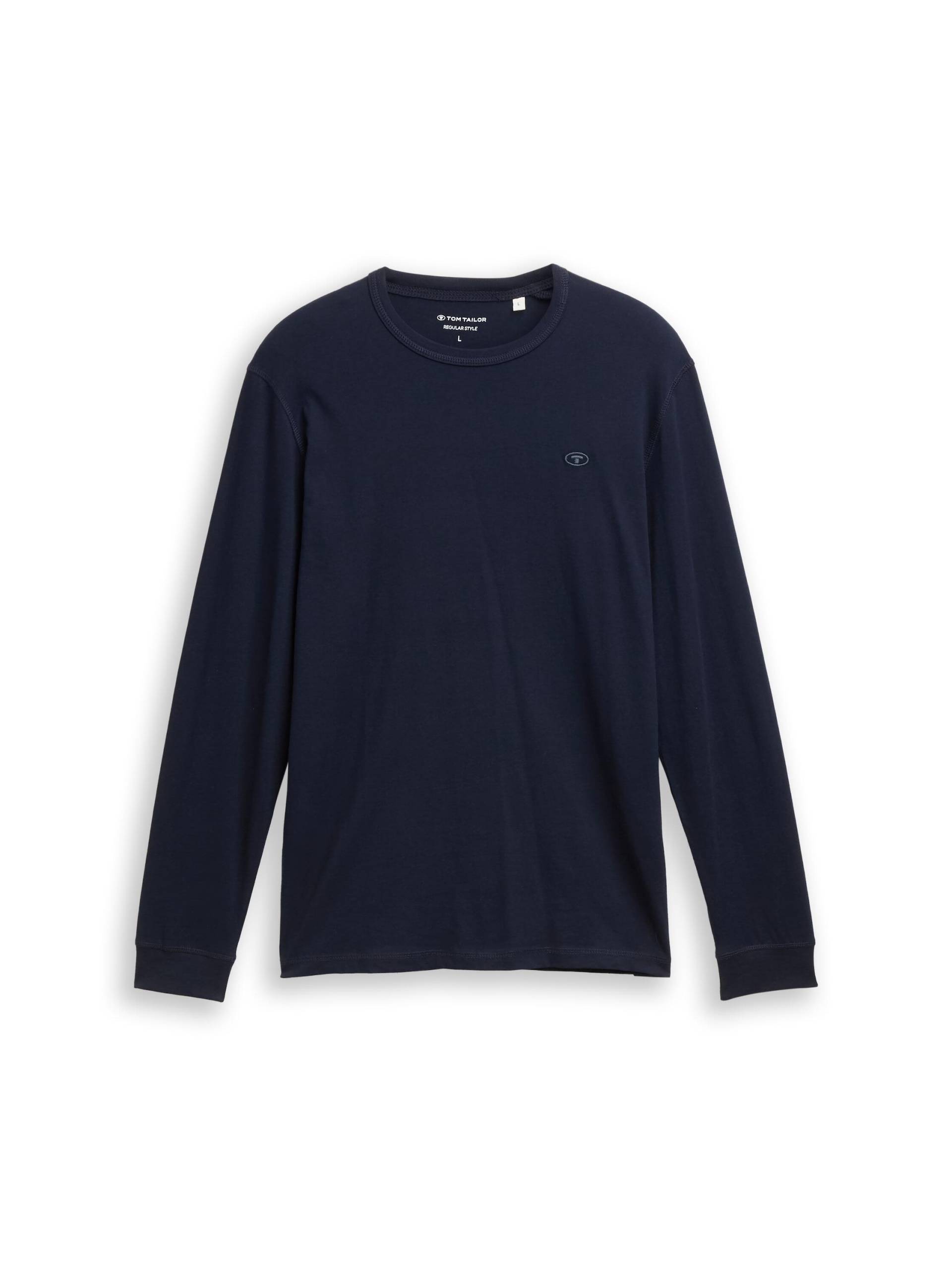 Tom Tailor - Basic Langarmshirt aus Baumwolle sky captain blue - Gr. - L von Tom Tailor
