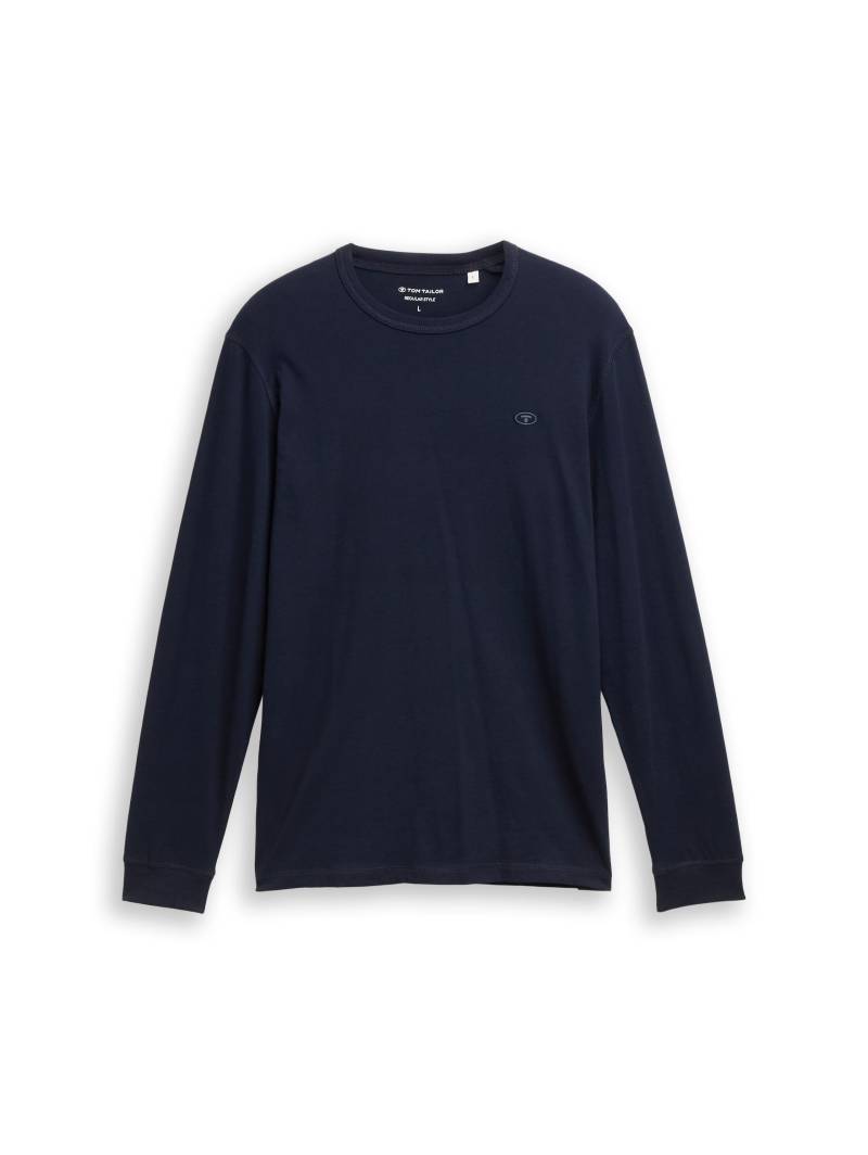 Tom Tailor - Basic Langarmshirt aus Baumwolle sky captain blue - Gr. - L von Tom Tailor