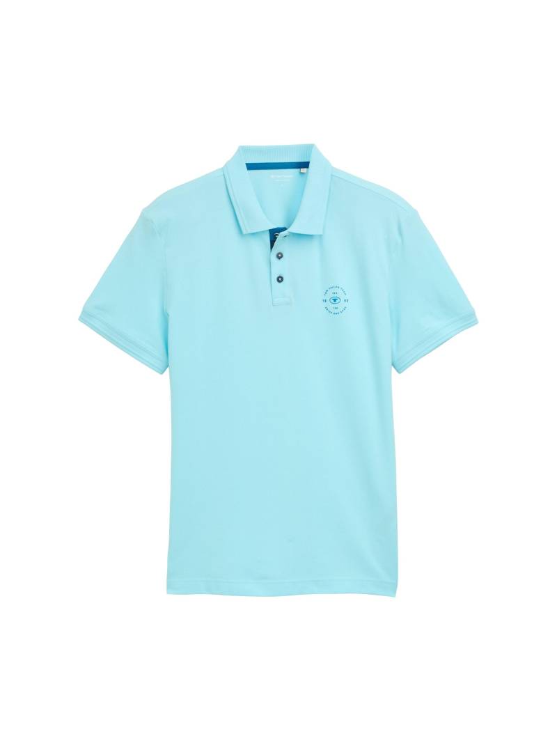 Tom Tailor - Basic Poloshirt in Unifarben caribbean turquoise - Gr. - XL von Tom Tailor