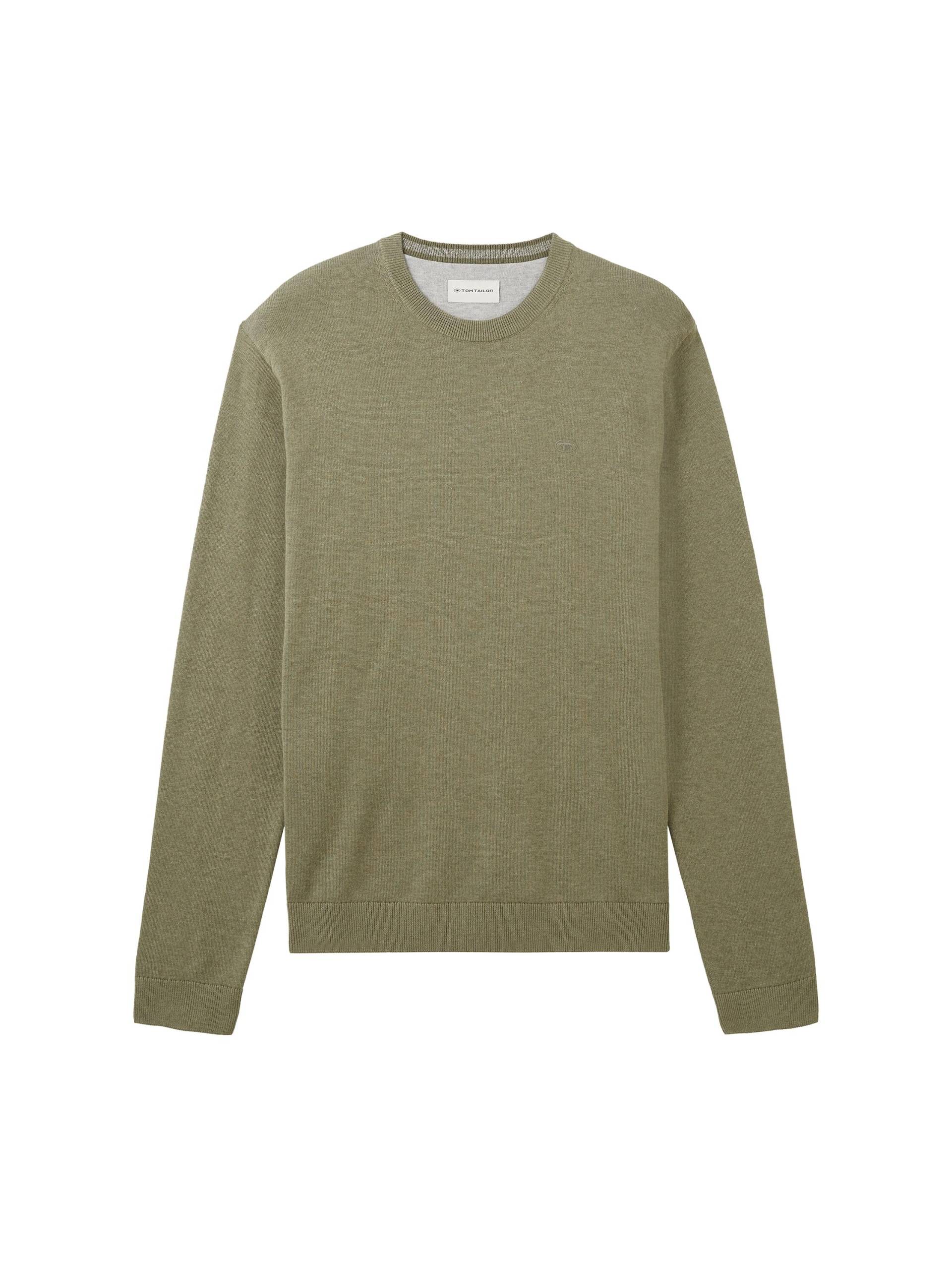 Tom Tailor - Basic Strickpullover aus Baumwolle brown green melange - Gr. - XXXL von Tom Tailor