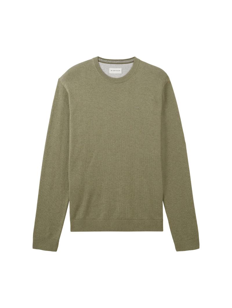 Tom Tailor - Basic Strickpullover aus Baumwolle brown green melange - Gr. - XXXL von Tom Tailor
