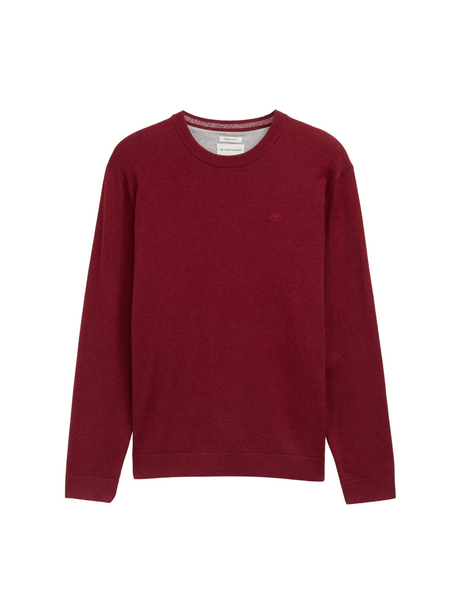 Tom Tailor - Basic Strickpullover aus Baumwolle dark samba red melange - Gr. - S von Tom Tailor