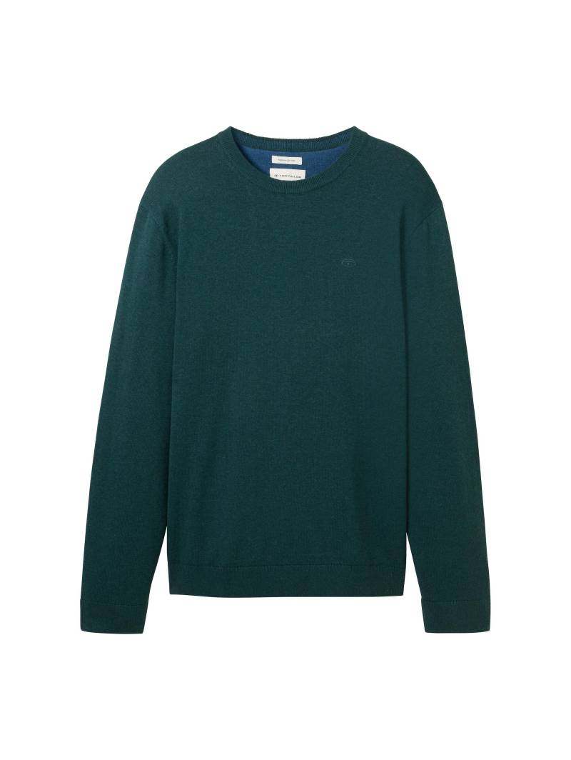 Tom Tailor - Basic Strickpullover aus Baumwolle dark tree green melange - Gr. - XXXL von Tom Tailor