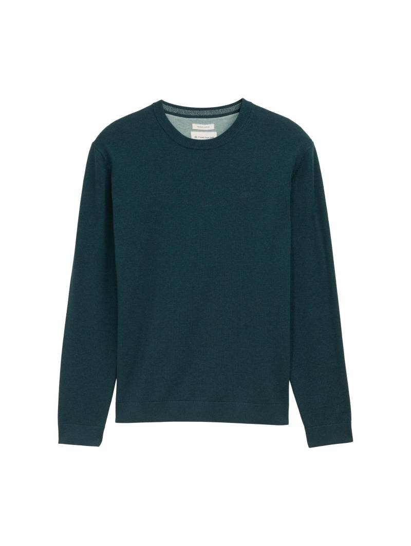 Tom Tailor - Basic Strickpullover aus Baumwolle sapphire green melange - Gr. - S von Tom Tailor