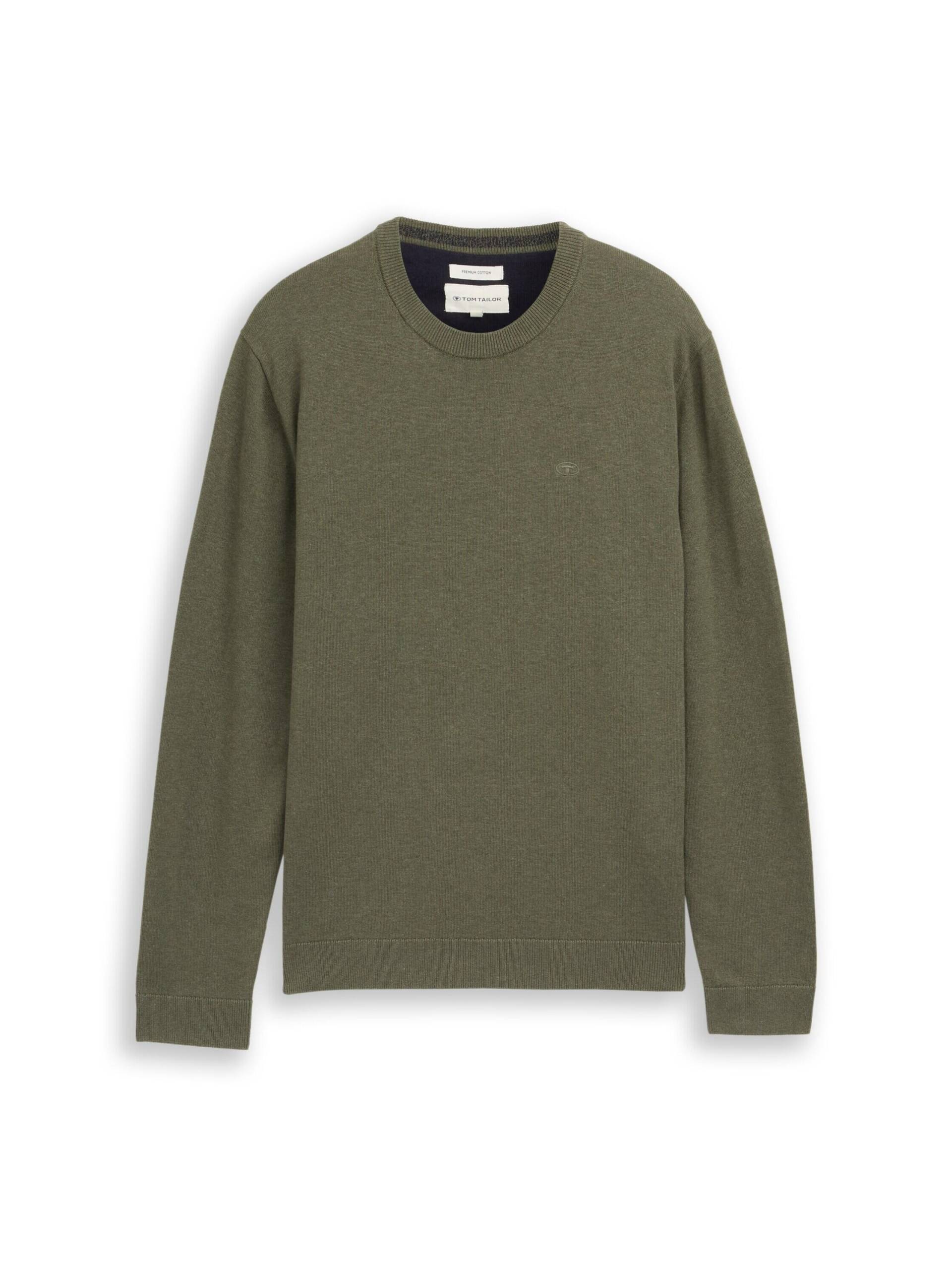 Tom Tailor - Basic Strickpullover aus Baumwolle tea leaf melange - Gr. - XL von Tom Tailor