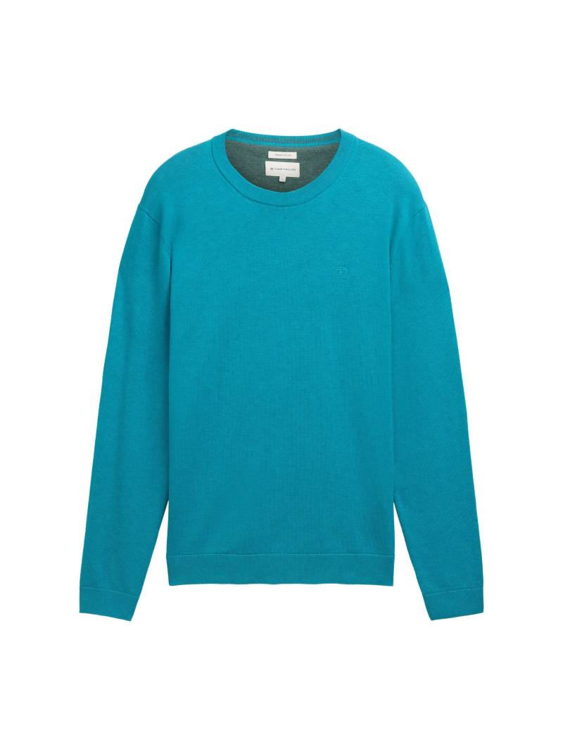 Tom Tailor - Basic Strickpullover aus Baumwolle turquoise blue melange - Gr. - XXL von Tom Tailor