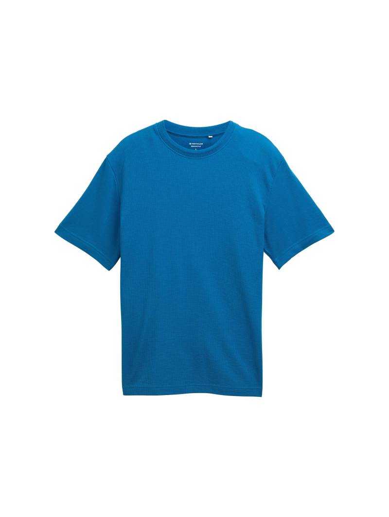 Tom Tailor - Basic T-Shirt mit Struktur blue petrol - Gr. - XXL von Tom Tailor