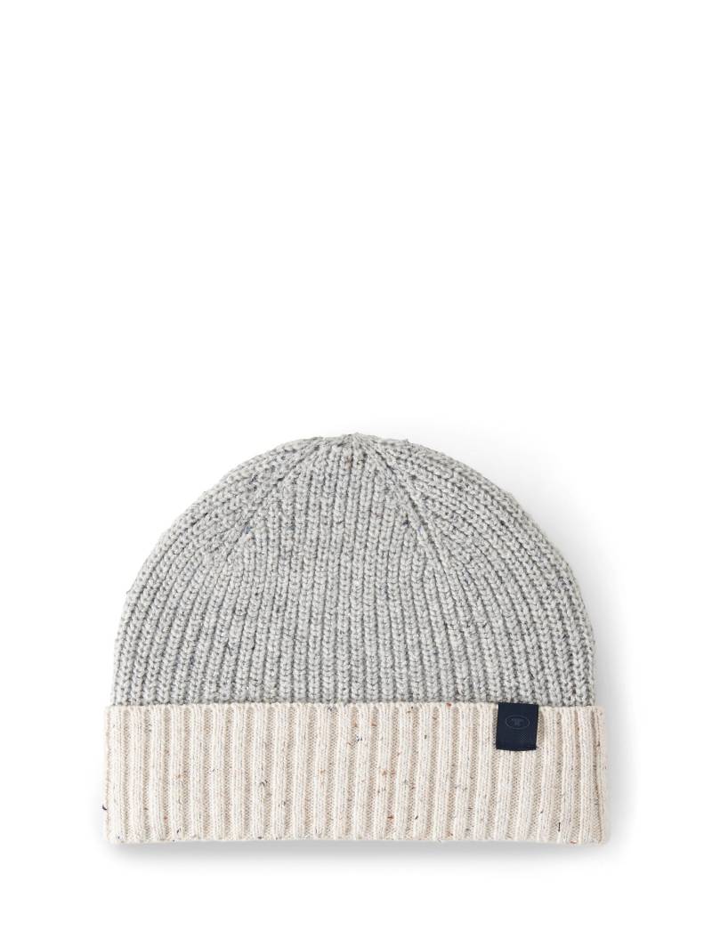Tom Tailor - Beanie Mütze grey offwhite nep colorblock - Gr. - OS von Tom Tailor