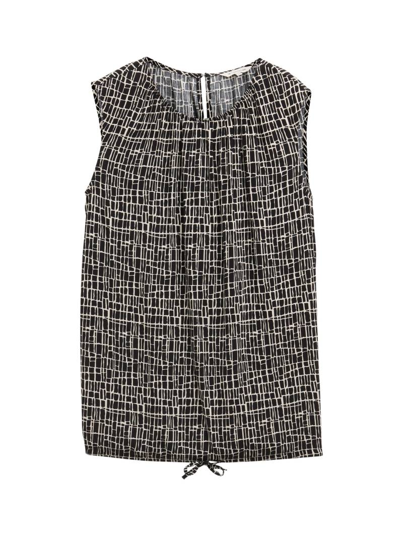 Tom Tailor - Bluse mit Kordelzug abstract black grid design - Gr. - 38 von Tom Tailor