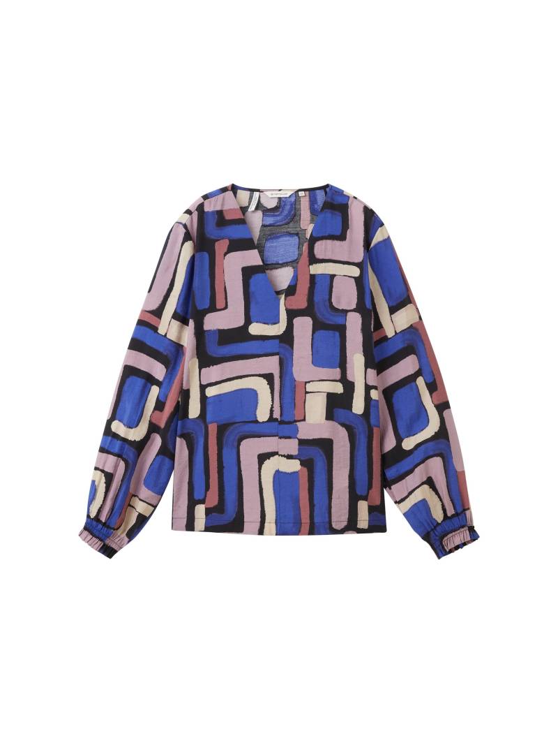 Tom Tailor - Bluse mit LENZING(TM) ECOVERO(TM) black abstract design - Gr. - 36 von Tom Tailor
