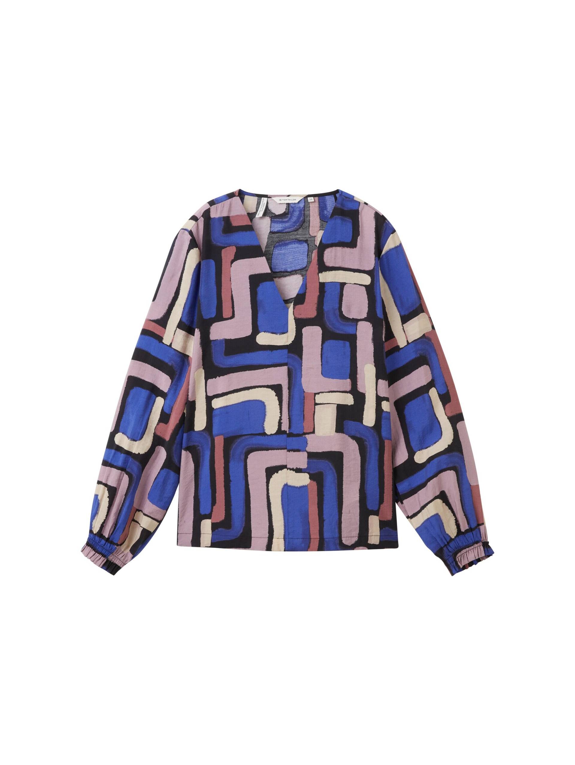 Tom Tailor - Bluse mit LENZING(TM) ECOVERO(TM) black abstract design - Gr. - 36 von Tom Tailor