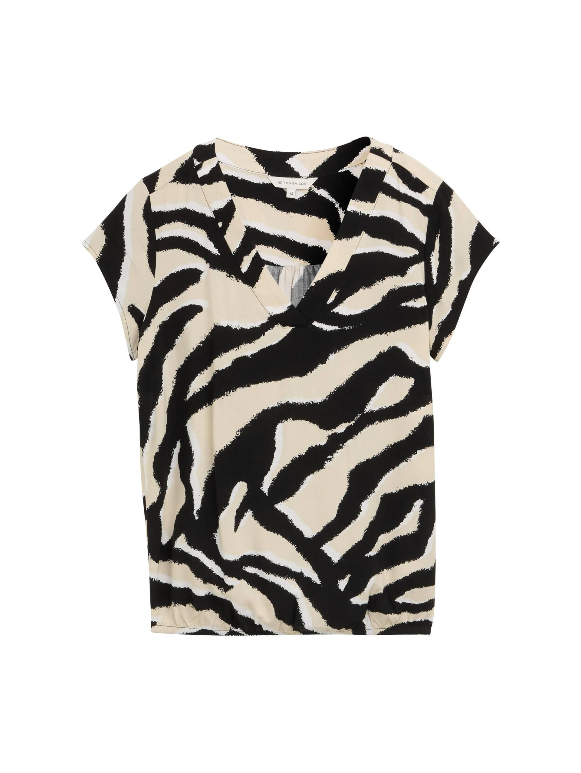 Tom Tailor - Bluse mit Muster abstract beige zebra - Gr. - 42 von Tom Tailor